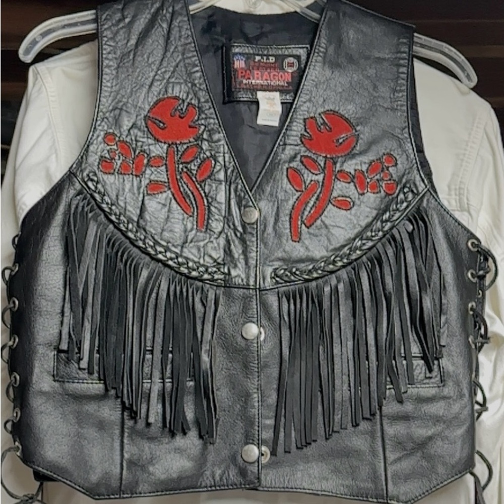 P I D Genuine Leather Paragon International Leather USA ladies vest